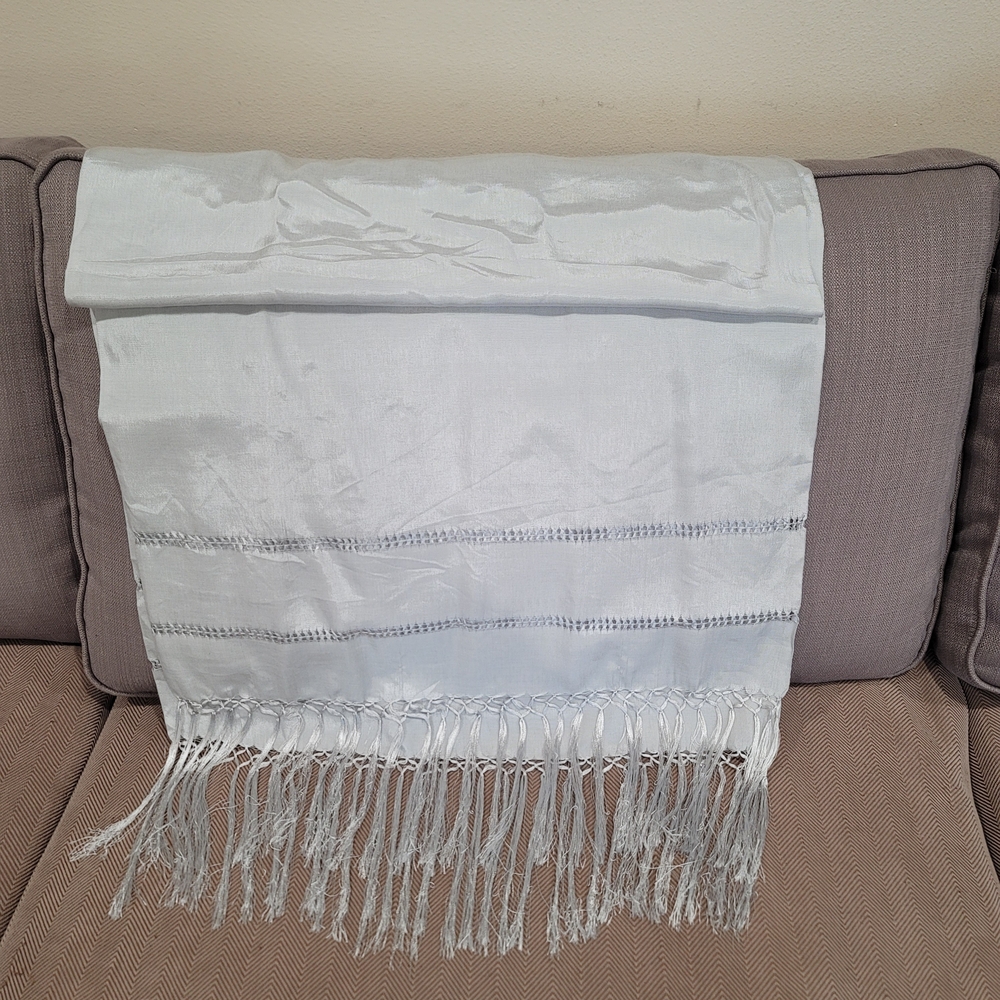 Elegant Silver Fringed Scarf